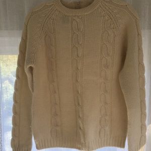 Vintage 100% wool cream cable knit sweater
